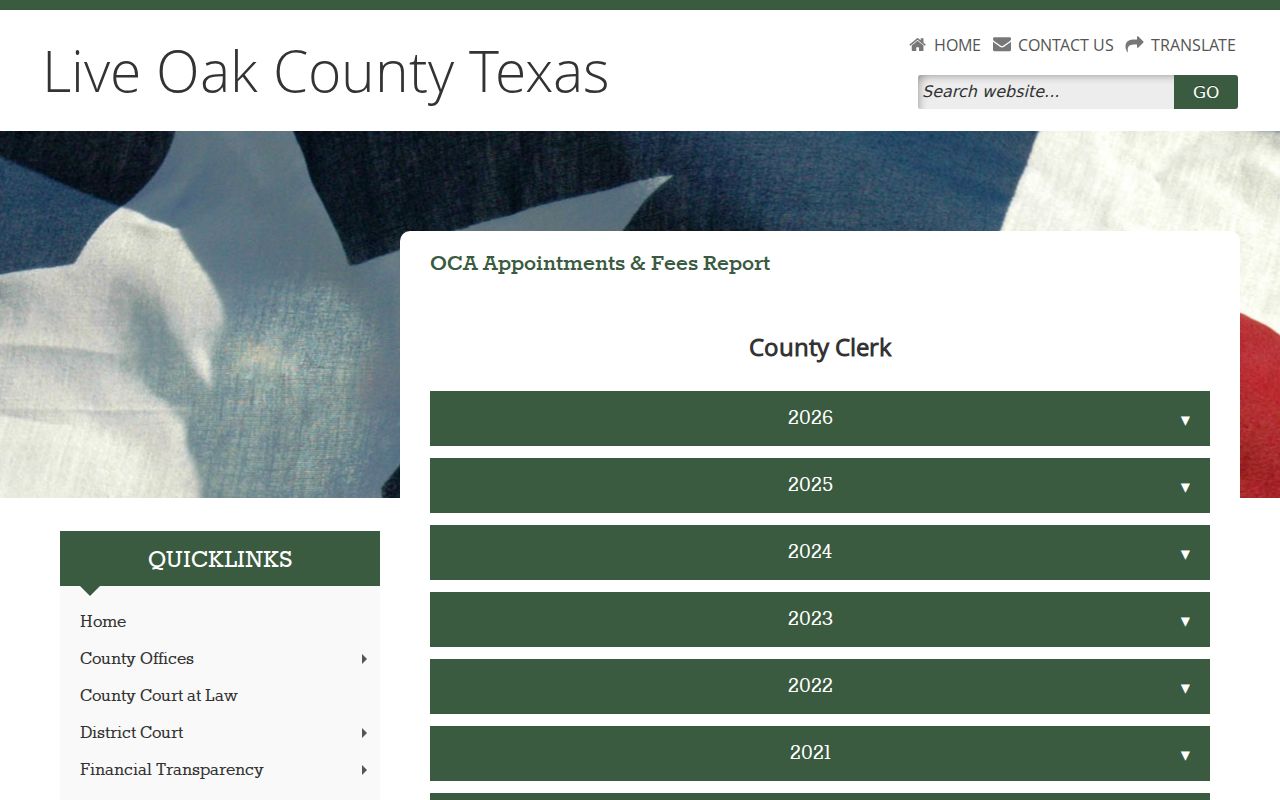 Live Oak County court records appointments and fees archive