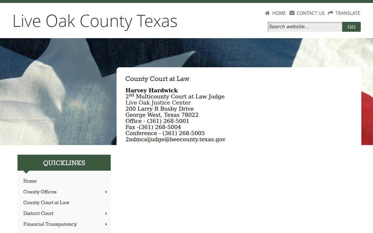 Live Oak County criminal docket 2nd Multicounty Court at Law information