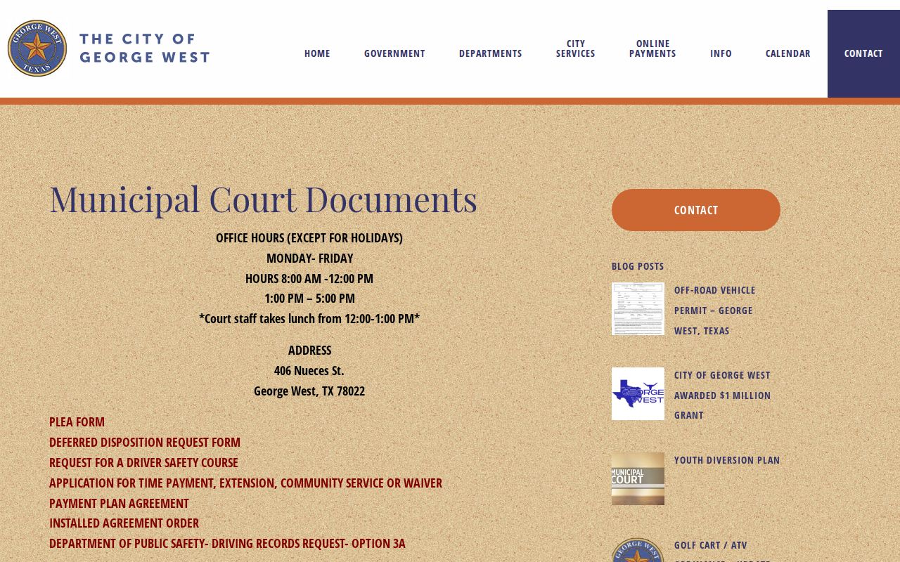 George West court docket plea and disposition forms