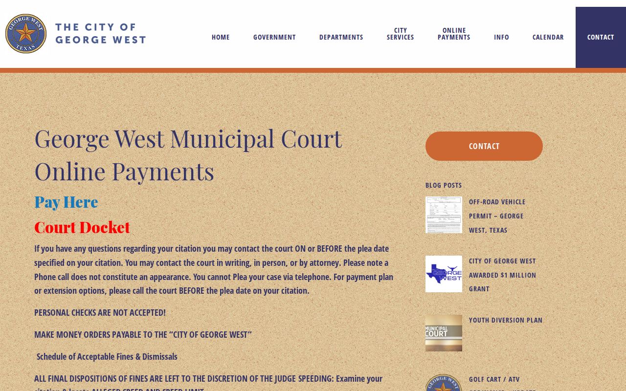 George West court docket payment portal and fine schedule