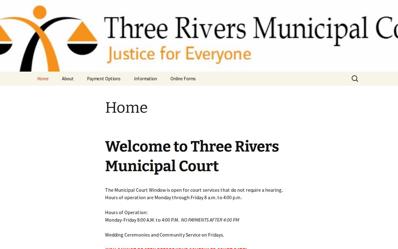 Three Rivers court docket municipal court home page