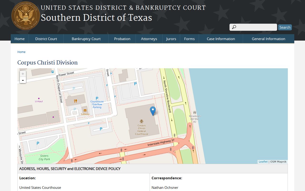 Live Oak County federal court records at the Corpus Christi Division courthouse