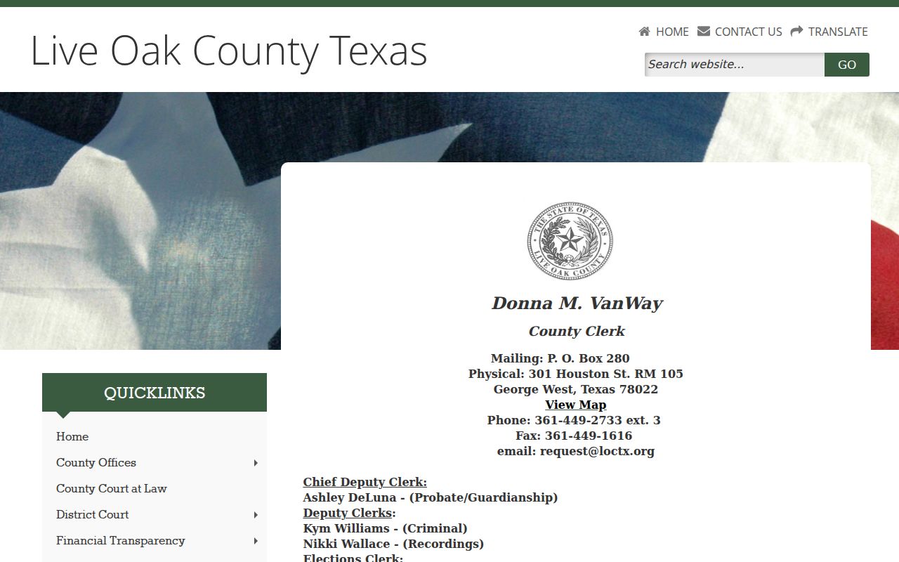 Live Oak County civil docket County Clerk information